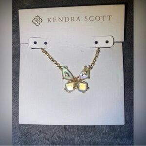 BNWT Kendra Scott Bianca Butterfly Necklace w/Gold & Iridescent White Mix $90